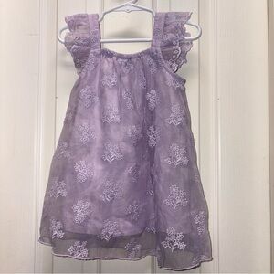 Hanna Andersson Purple Ruffle Sleeve Eyelet Organza Swing Dress